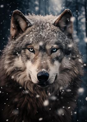 Wolf in Snowy forest