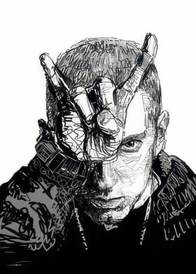 Eminem Black and White Portrait