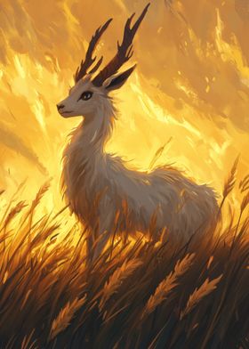 White Deer in Fire