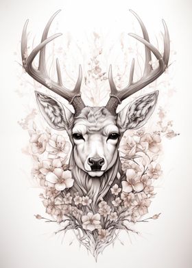 Deer with Flowers