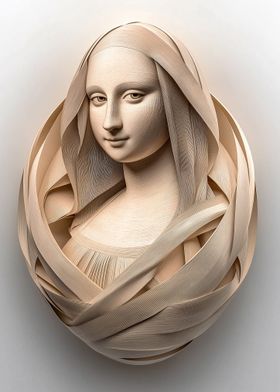 Mona Lisa Wood Sculpture