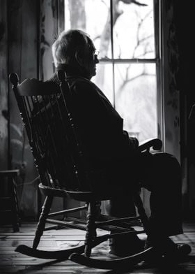 Silhouette of Man in Rocking Chair