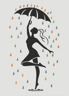 Silhouette Dancing in Rain