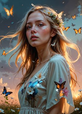 Woman with Butterflies