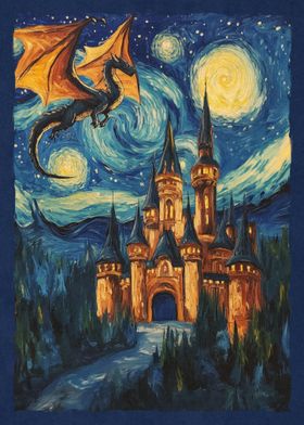 Dragon &amp; Castle Night Sky