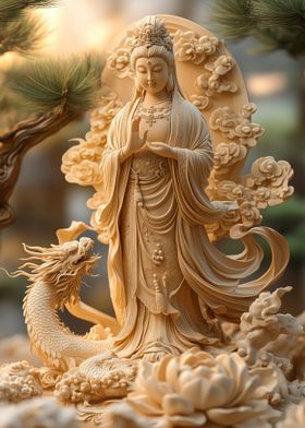 Guanyin and Dragon Statue