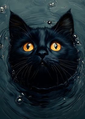 Black Cat in Water