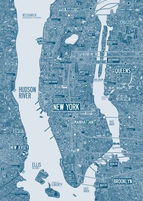 New York City Map Illustration