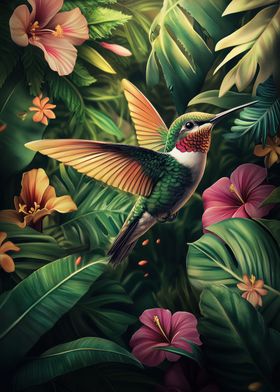 Hummingbird in Tropical Paradise