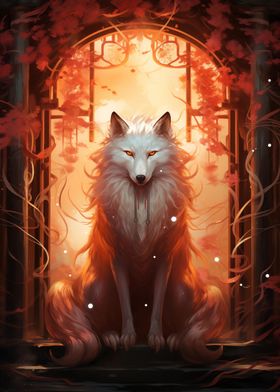 White Wolf in Autumn Gate