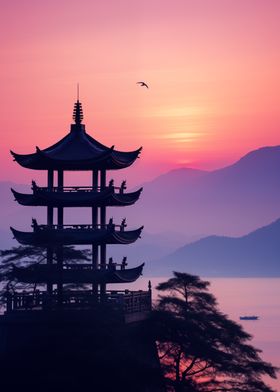 Pagoda at Sunset