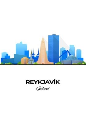 Reykjavik Skyline Illustration