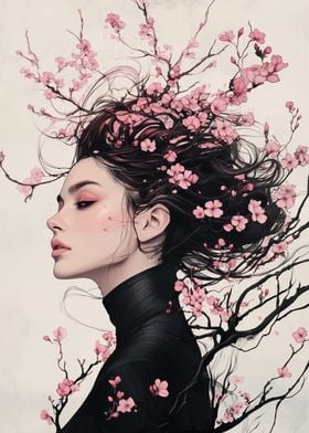 Woman with Cherry Blossoms