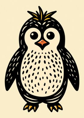 Cute Royal Penguin Illustration