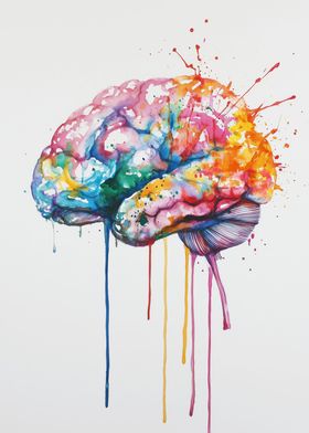 Colorful Brain Watercolor