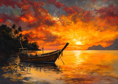 Sunset Boat Scene