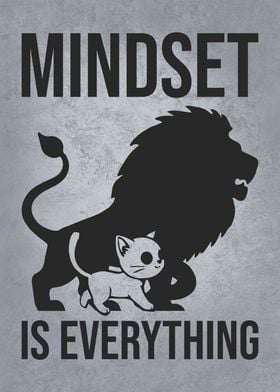 Mindset Is Everything Lion Cat - Gym, Hustle, Success, Motivational