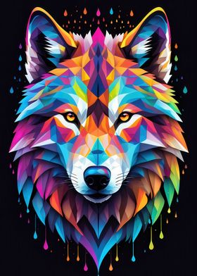 Colorful Geometric Wolf