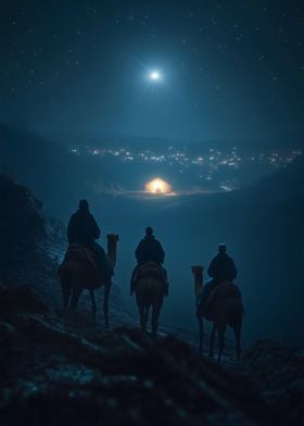 Three Wise Men overlooking Bethlehem