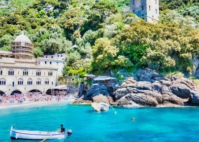 Italian Coastline with Boats Camogli Liguria