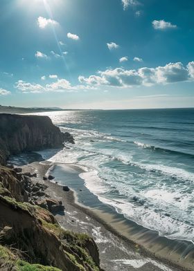 Coastal Cliffs and Waves