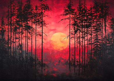 Red Sunset Forest