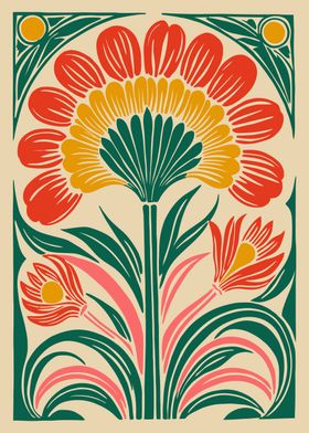 Floral Art Deco Print