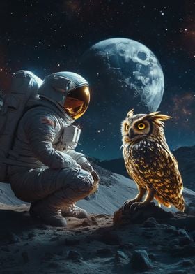 Astronaut meets Cosmic Owl 