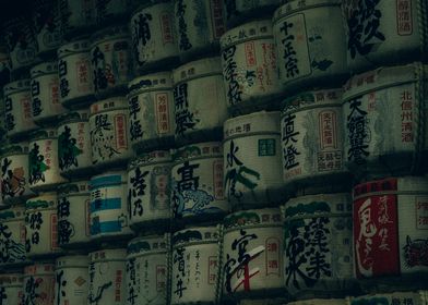 Japanese Sake Barrels