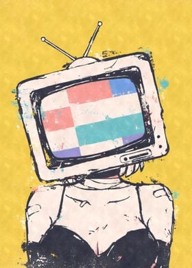 Abstract TV Head Woman