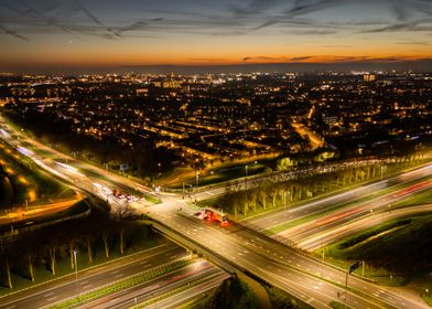 Night Cityscape with Highway