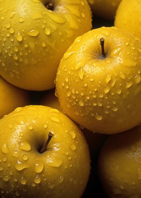 Golden Apples with Dewdrops