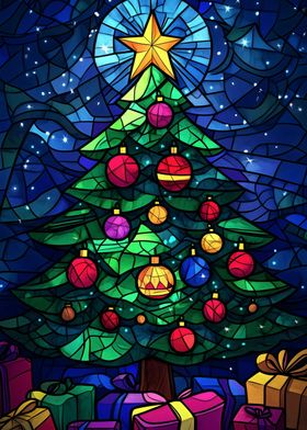 Christmas Tree Stained Glass Art