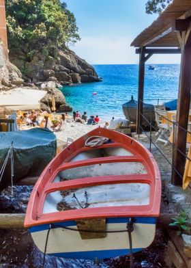 Red Boat by the Sea