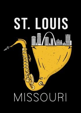 St Louis Skyline Souvenir Saxophone Jazz Music Missouri St Louis