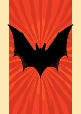 Bat Silhouette on Red