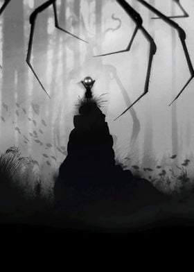 Limbo Silhouette of a Child and a Monster