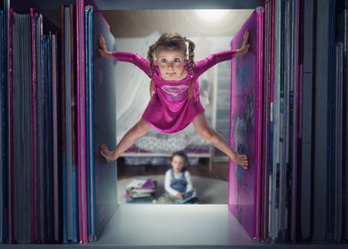 Girl in Bookcase