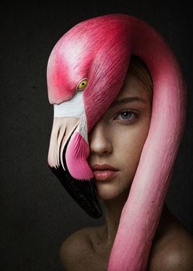 Woman Flamingo Head