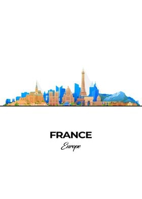 France Skyline Illustration