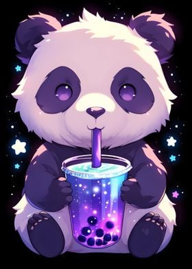 Cute Panda with Boba Tea