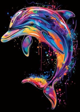 Colorful Dolphin Splash