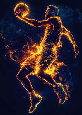 Basketball Player in Flames