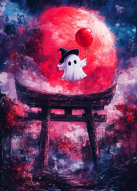 Ghost with Balloon at Torii Gate