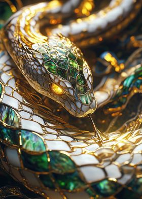 Golden Snake with Green Scales