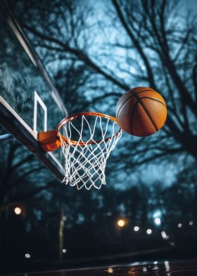 Basketball Hoop Night Shot