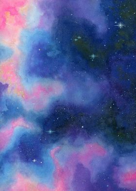 Watercolor Galaxy in Pink