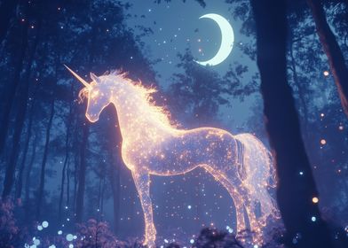 Glowing Unicorn in Forest