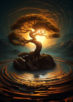 Abstract Golden Tree in a Vortex