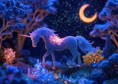 Glowing Unicorn in Forest